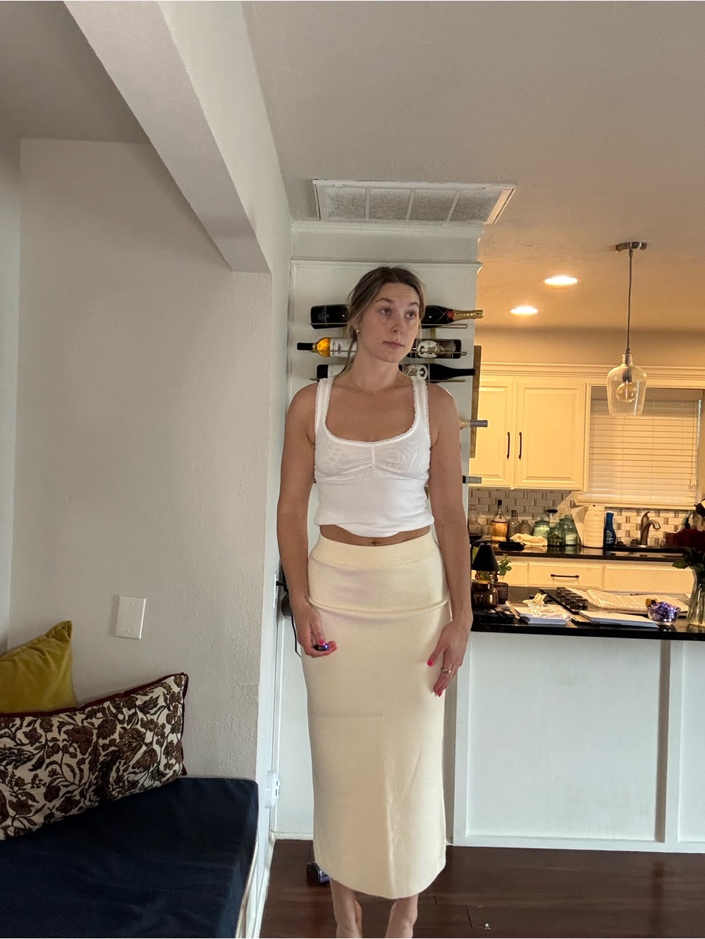 a new day Cream Midi Skirt with Sleek High-Waist
